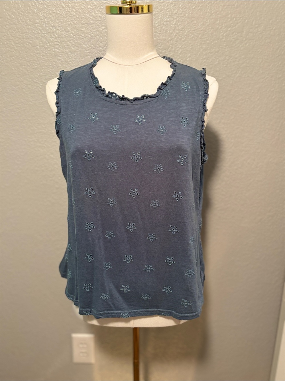 Maurices Dusty Blue Eyelet Ruffle Blouse
